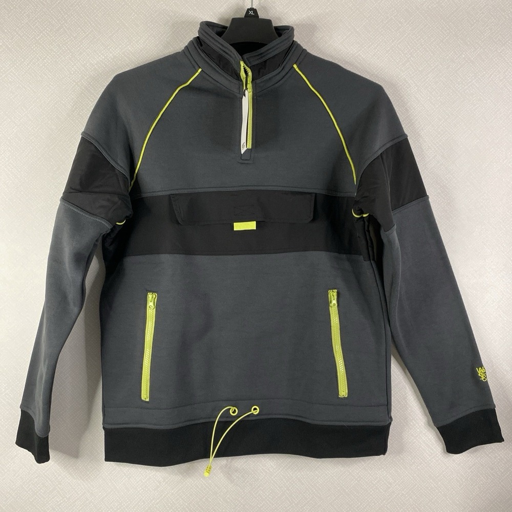 WESC Pullover Sweatshirt Hoodie‎ Jacket Quarter Zip Pockets Gray Unisex S/M NWT